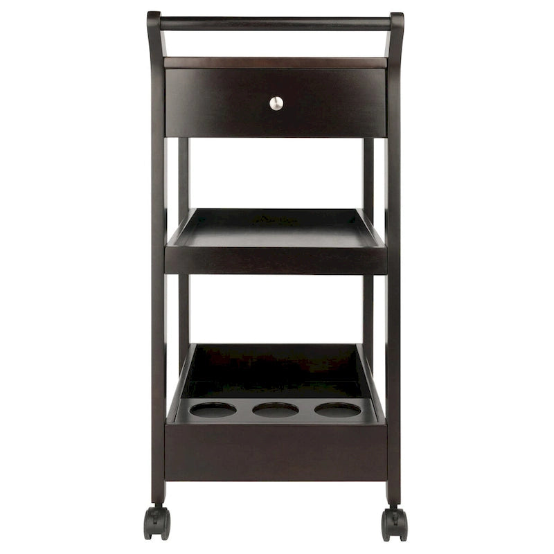 Entertainment Cart, Espresso - 18.03 x 26.77 x 37.24 inches