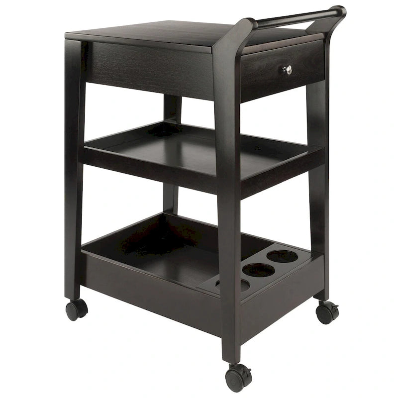 Entertainment Cart, Espresso - 18.03 x 26.77 x 37.24 inches