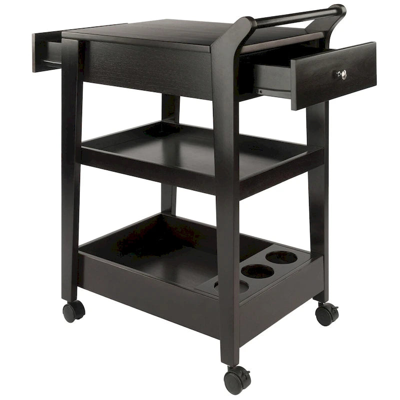 Entertainment Cart, Espresso - 18.03 x 26.77 x 37.24 inches
