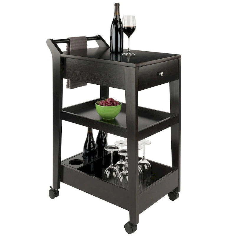 Entertainment Cart, Espresso - 18.03 x 26.77 x 37.24 inches