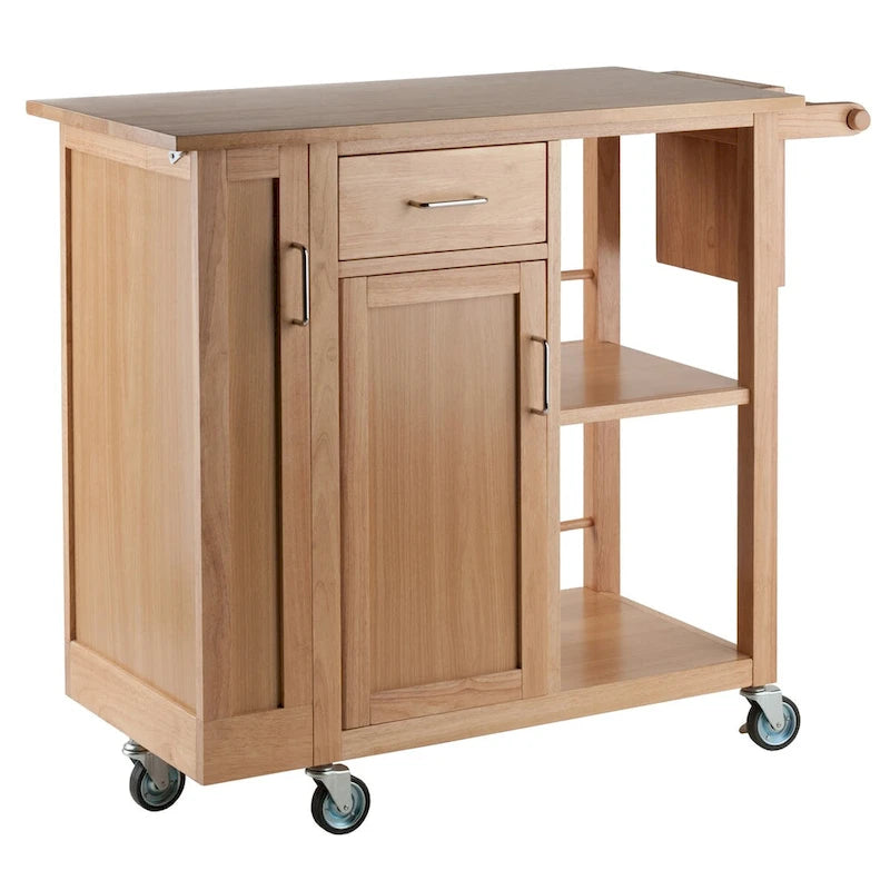 Utility Kitchen Cart Natural Wood - 42.52 x 18.98 x 35.63 inches