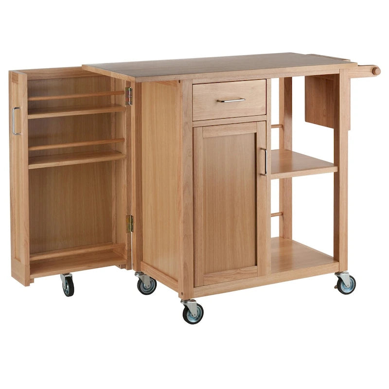 Utility Kitchen Cart Natural Wood - 42.52 x 18.98 x 35.63 inches