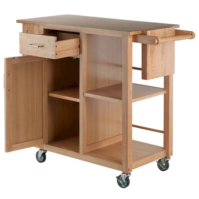 Utility Kitchen Cart Natural Wood - 42.52 x 18.98 x 35.63 inches
