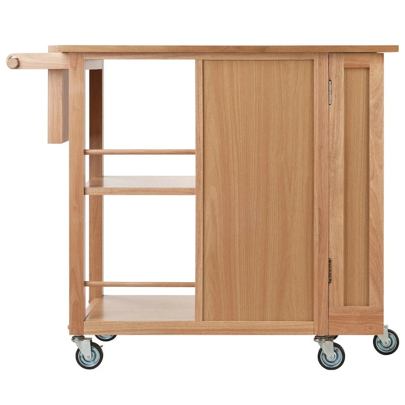 Utility Kitchen Cart Natural Wood - 42.52 x 18.98 x 35.63 inches