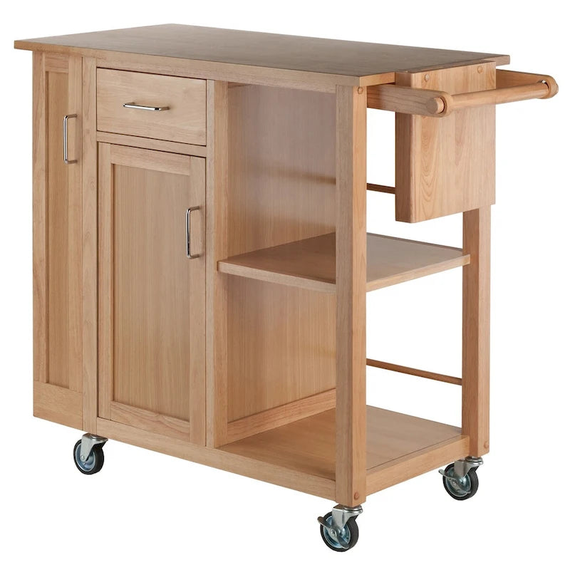 Utility Kitchen Cart Natural Wood - 42.52 x 18.98 x 35.63 inches