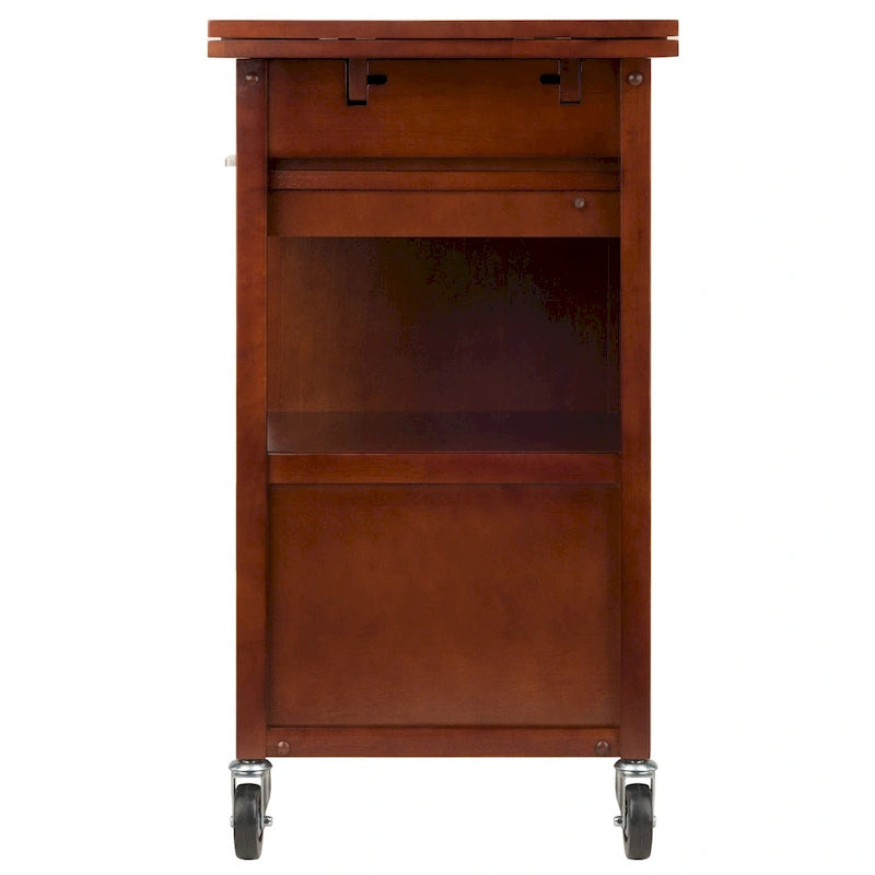 Extendable Top Kitchen Cart, Walnut - 27.56 x 18.35 x 33.46 inches