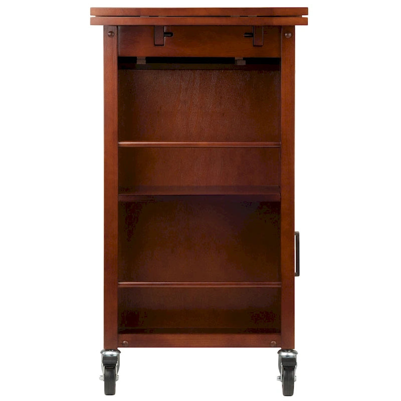 Extendable Top Kitchen Cart, Walnut - 27.56 x 18.35 x 33.46 inches