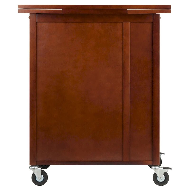 Extendable Top Kitchen Cart, Walnut - 27.56 x 18.35 x 33.46 inches