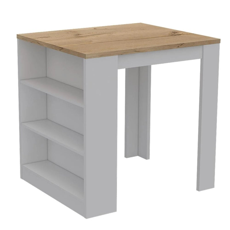 3-Drawer Kitchen Island White and Pine