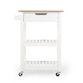 Compact Wooden Kitchen Cart with Wheels, Shelves and Drawer