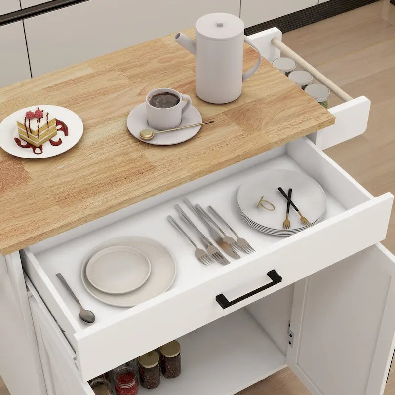 Kitchen island rolling trolley cart