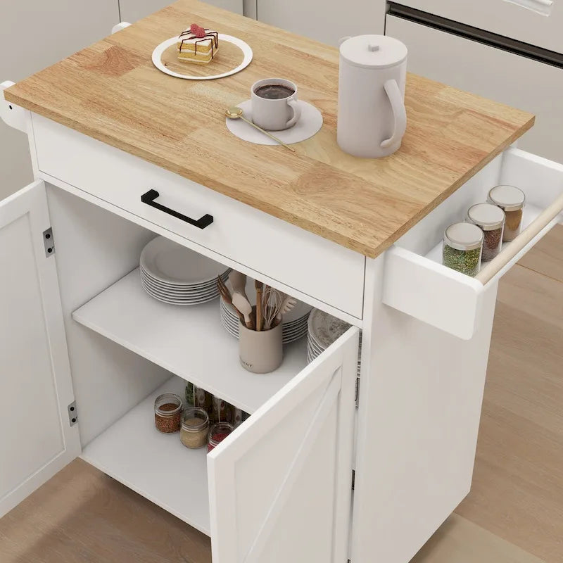 Kitchen island rolling trolley cart