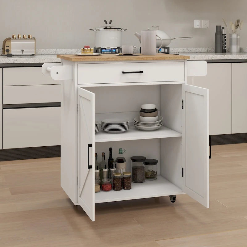 Kitchen island rolling trolley cart
