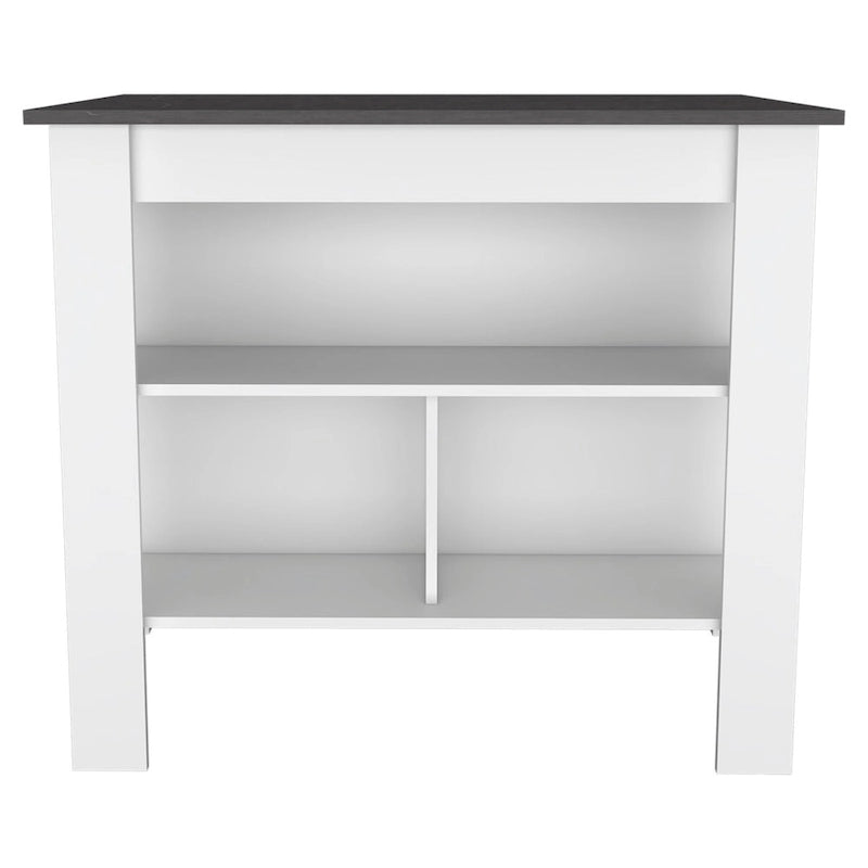 3-Shelf Kitchen Island White and Onix