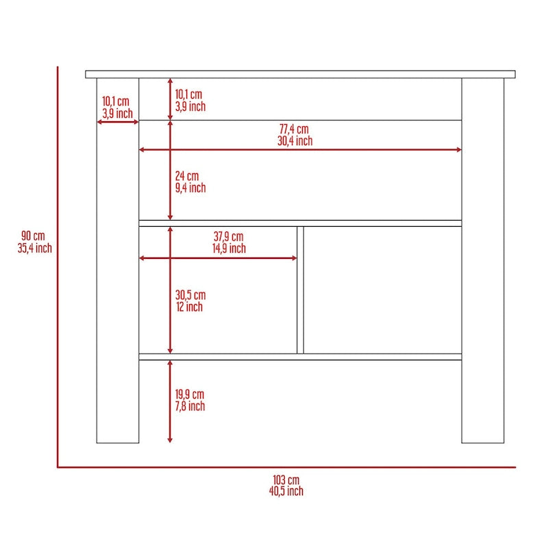 3-Shelf Kitchen Island White and Onix