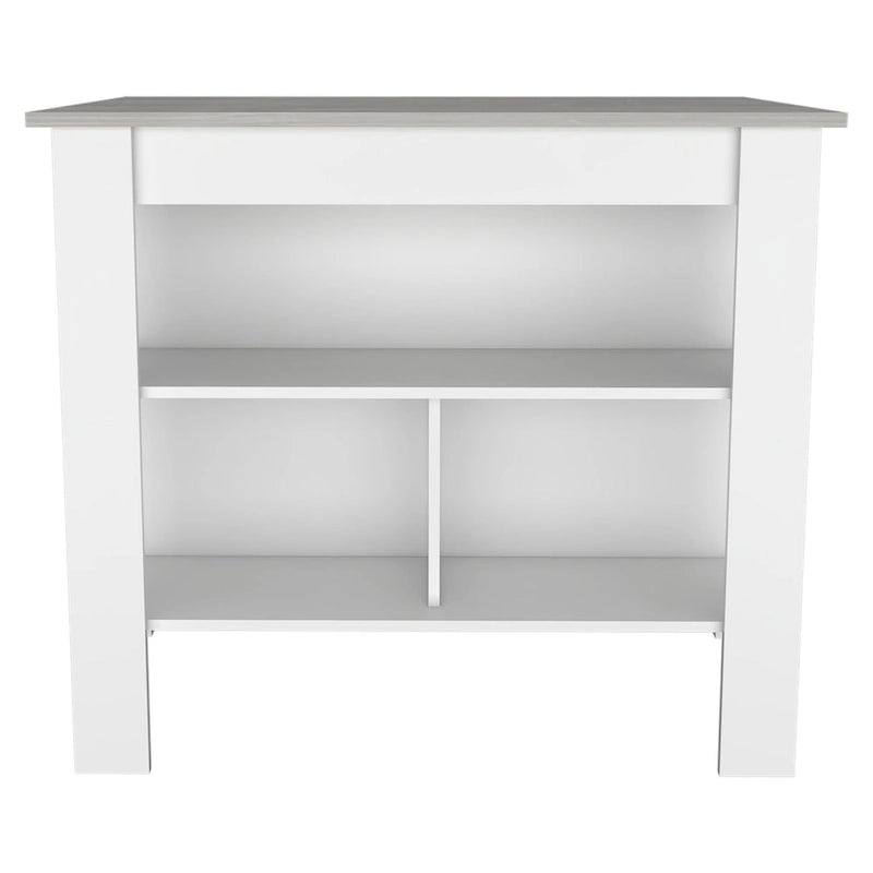 3-Shelf Kitchen Island White and Onix