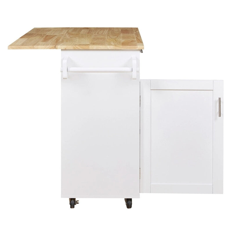 Rolling Kitchen Cart with Adjustable Shelf, Tower Rack and Rubber Top