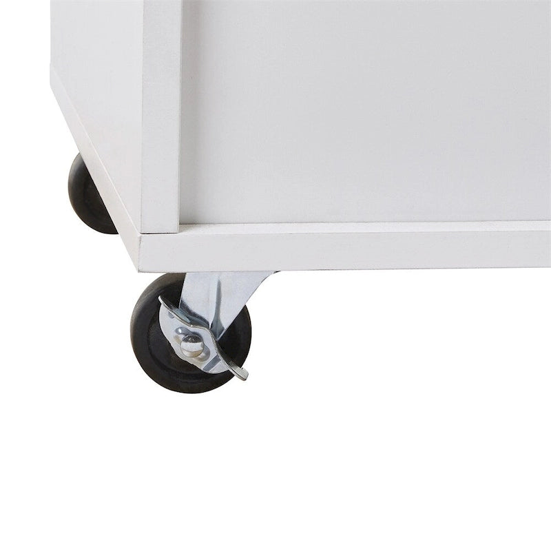 Rolling Kitchen Cart with Adjustable Shelf, Tower Rack and Rubber Top