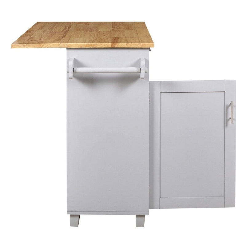 Rolling Kitchen Cart with Adjustable Shelf, Tower Rack and Rubber Top