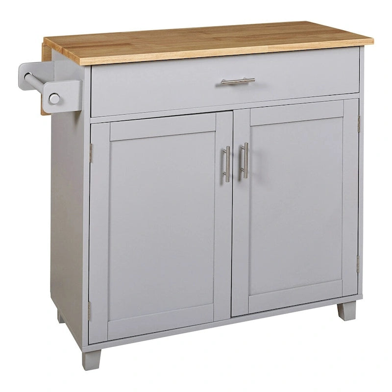 Rolling Kitchen Cart with Adjustable Shelf, Tower Rack and Rubber Top