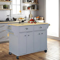 Natural Wood Top Kitchen Island with Storage, Easy-Glide Drawers and Heavy-Duty Casters