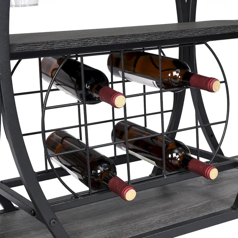 Industrial Bar Cart Kitchen Bar&Serving Cart with Wheels 3 Storage Shelves