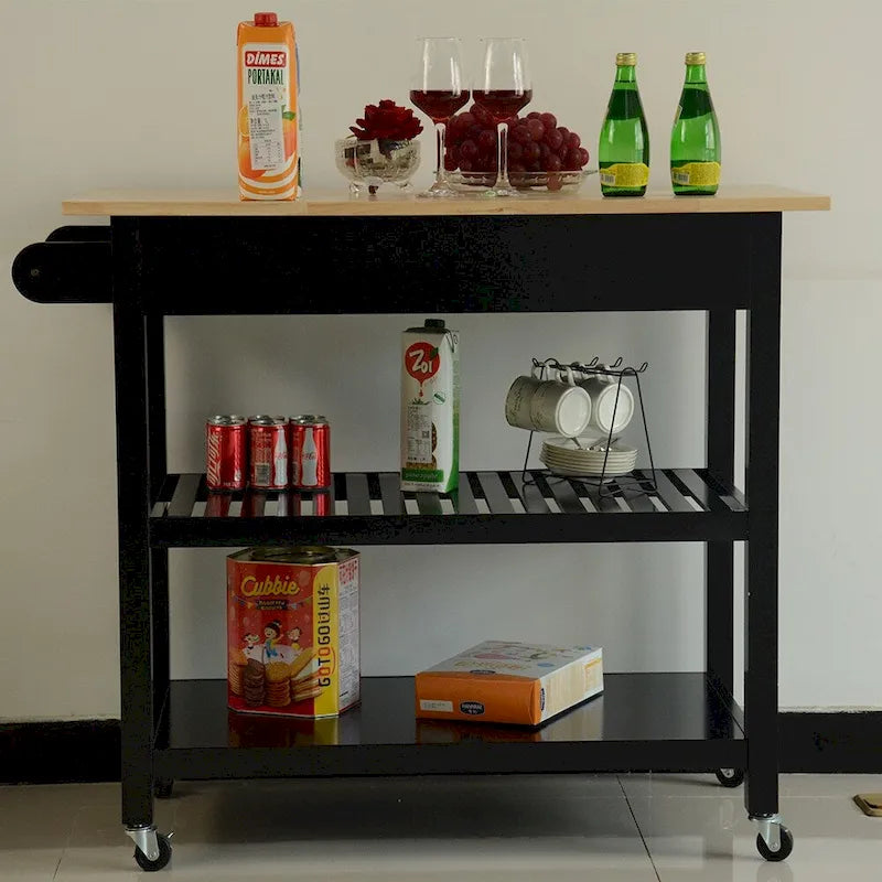 Kitchen Cart with Two Lockable Wheels