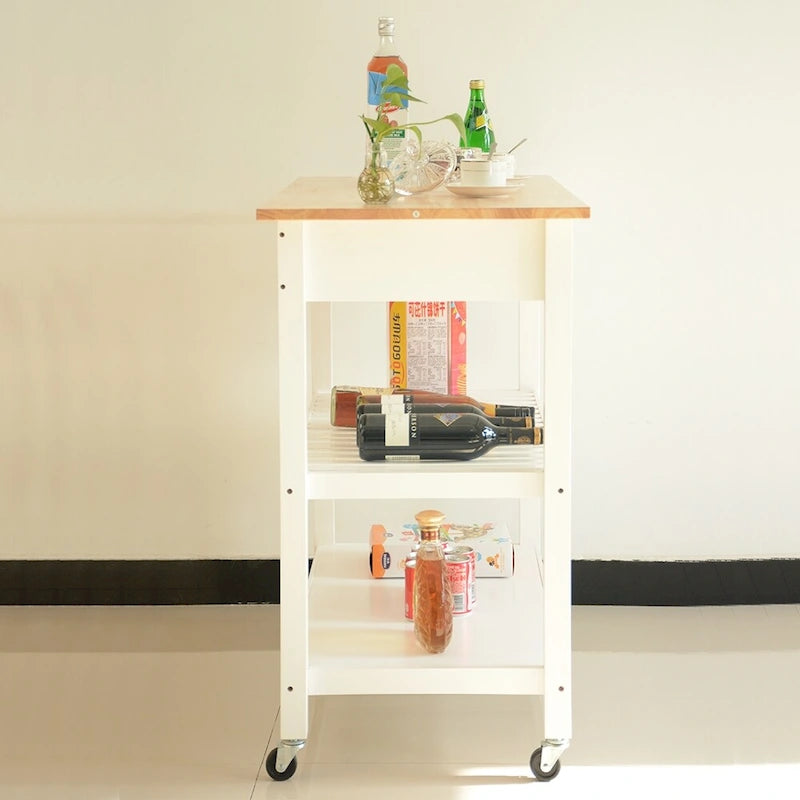 Kitchen Cart with Two Lockable Wheels