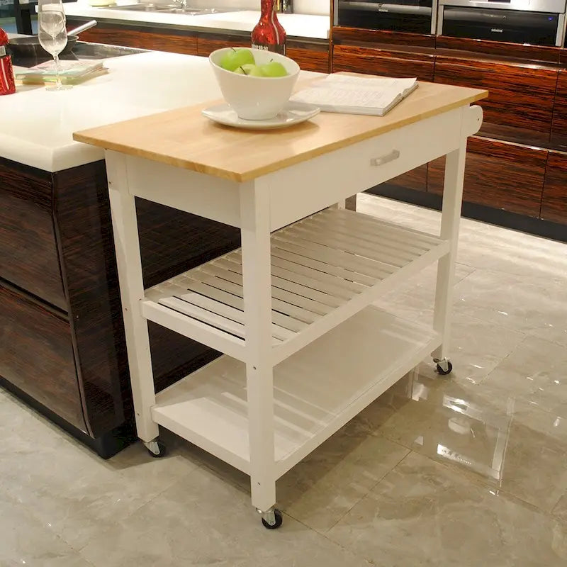 Kitchen Cart with Two Lockable Wheels