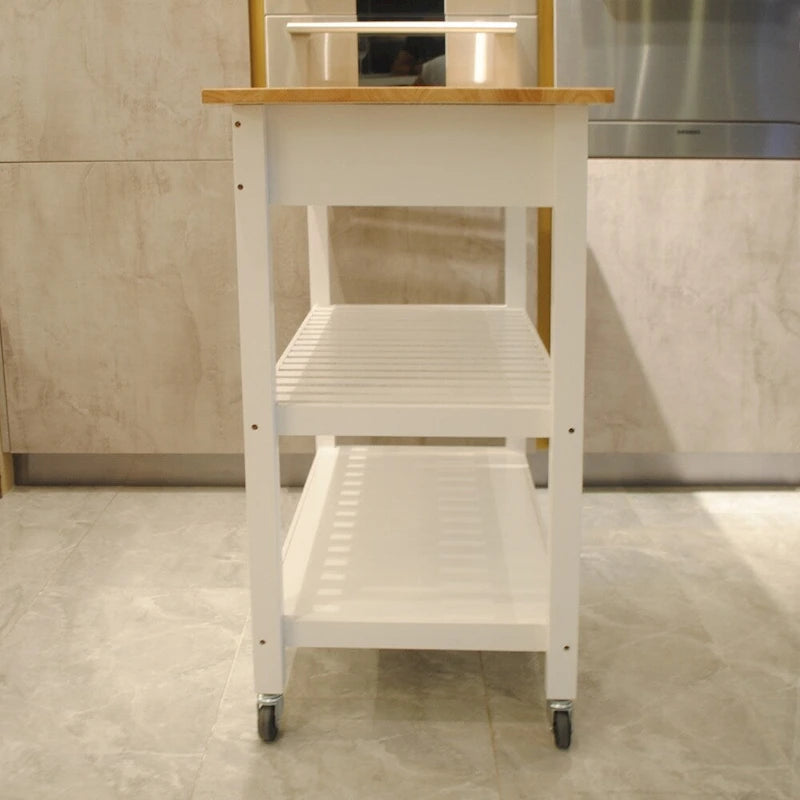 Kitchen Cart with Two Lockable Wheels