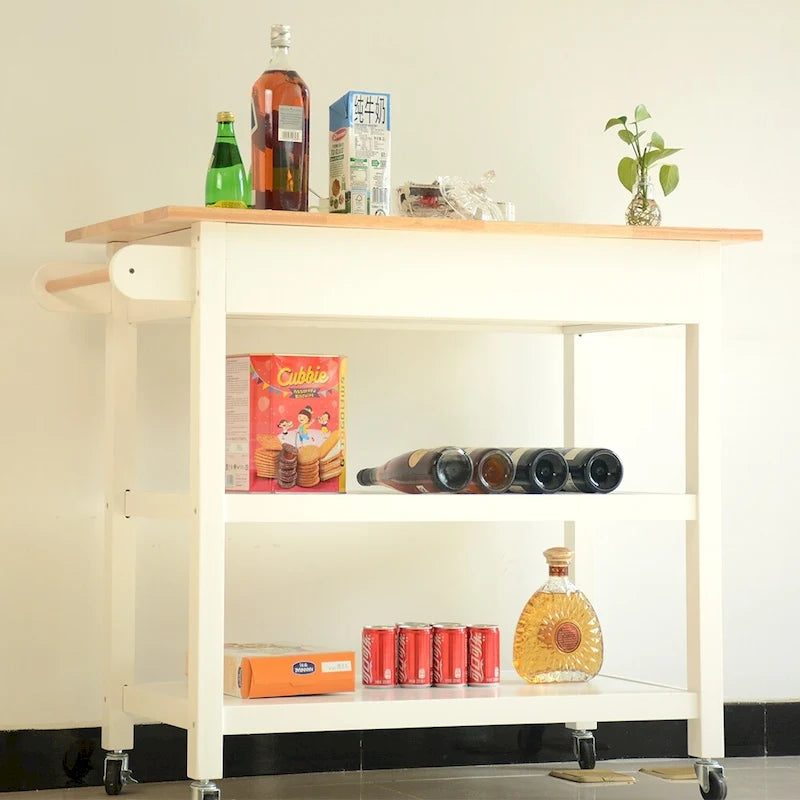 Kitchen Cart with Two Lockable Wheels