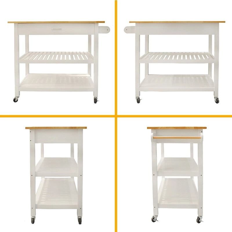Kitchen Cart with Two Lockable Wheels