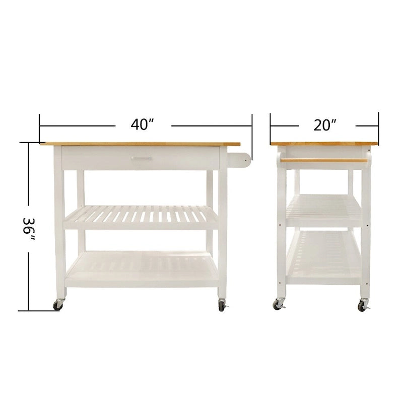 Kitchen Cart with Two Lockable Wheels
