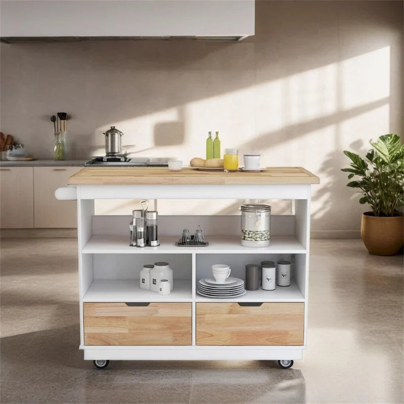 Rolling Kitchen Island with Storage,Two-sided Kitchen island Cart