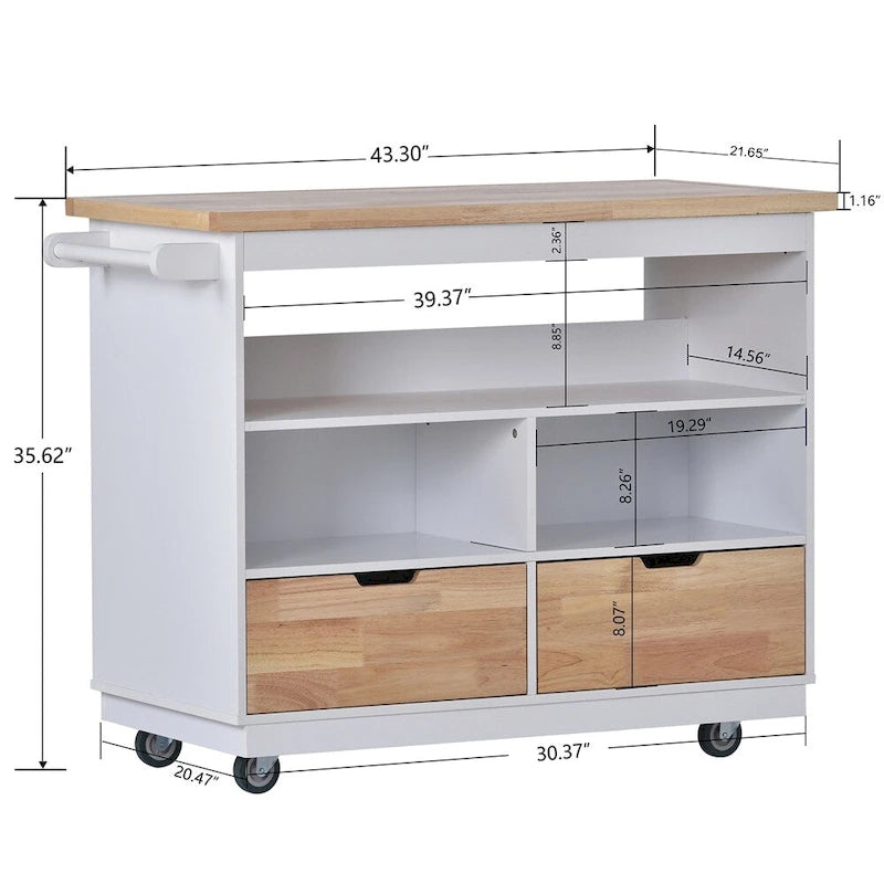 Rolling Kitchen Island with Storage,Two-sided Kitchen island Cart