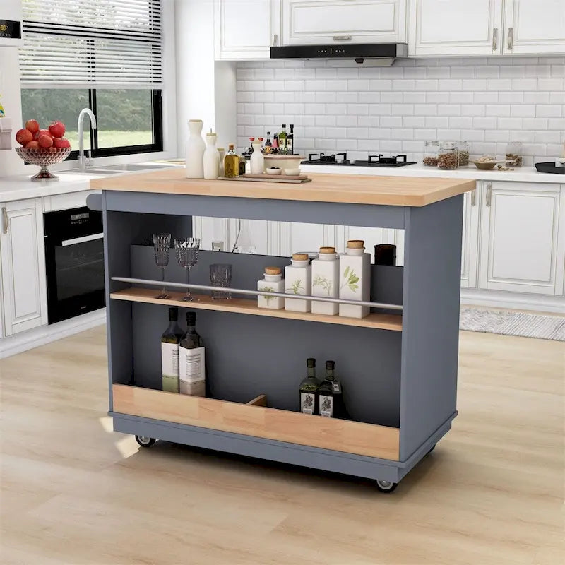 Rolling Kitchen Island with Storage,Two-sided Kitchen island Cart
