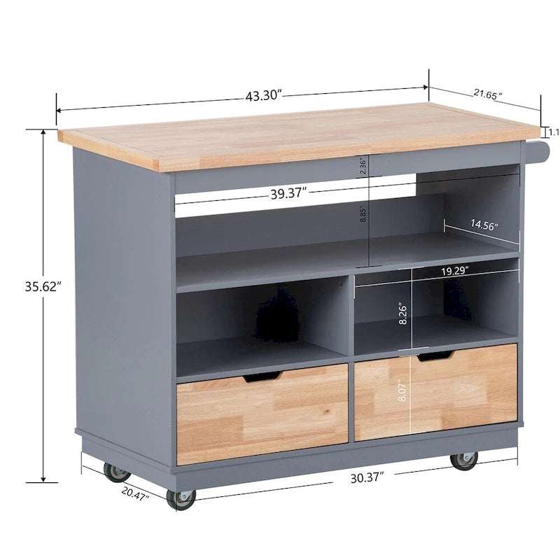 Rolling Kitchen Island with Storage,Two-sided Kitchen island Cart