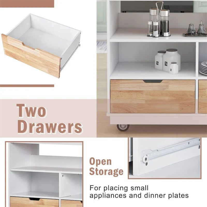 Rolling Kitchen Island with Storage,Two-sided Kitchen island Cart