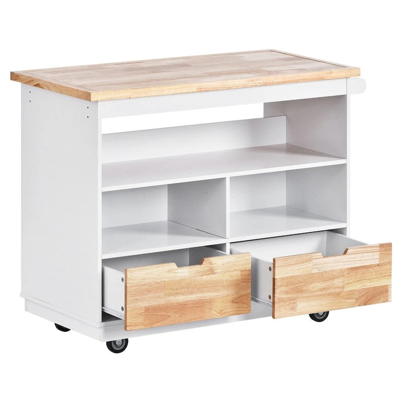 Rolling Kitchen Island with Storage,Two-sided Kitchen island Cart