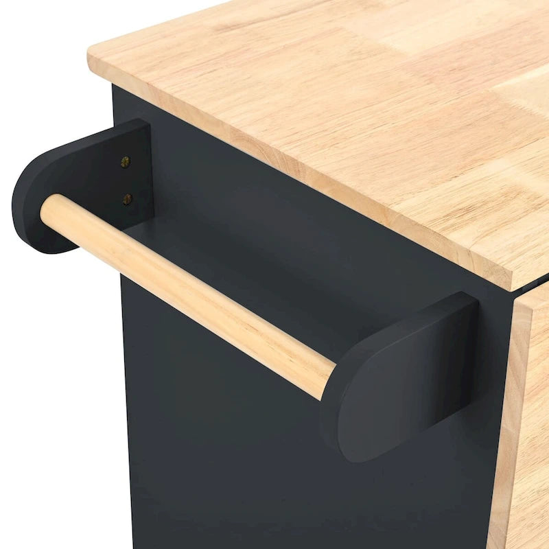 Multifunctional Kitchen Cart with Power Outlet, Open Storage and Wine Rack - 40 x 34 in.
