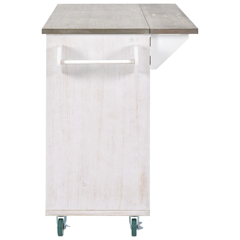 Retro Mountain Wood Kitchen Island with Drop Leaf, Storage Rack