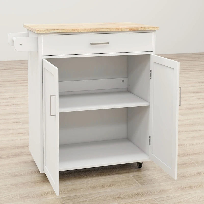 Kitchen Island Rolling Trolley Cart with Adjustable Shelves and Towel Rack - 32.68L * 17.72W * 36.02H