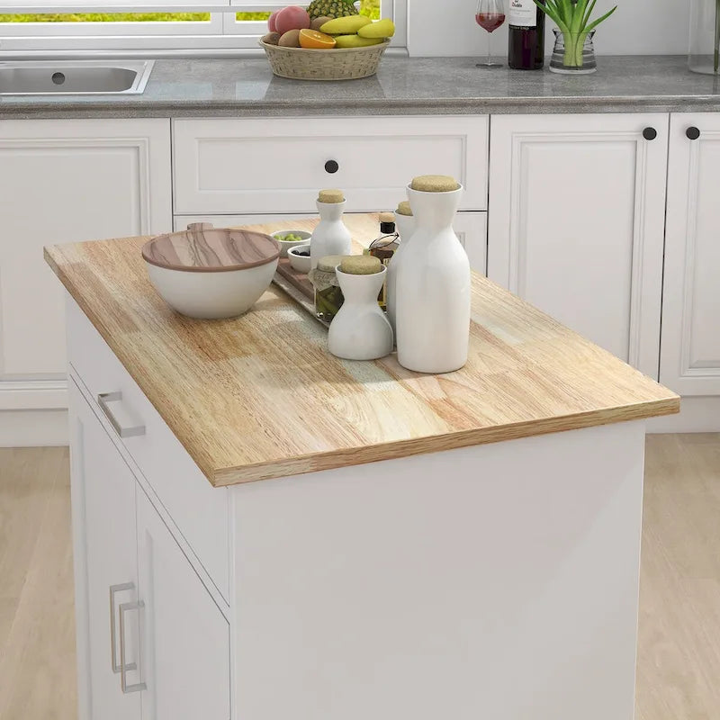 Kitchen Island Rolling Trolley Cart with Adjustable Shelves and Towel Rack - 32.68L * 17.72W * 36.02H