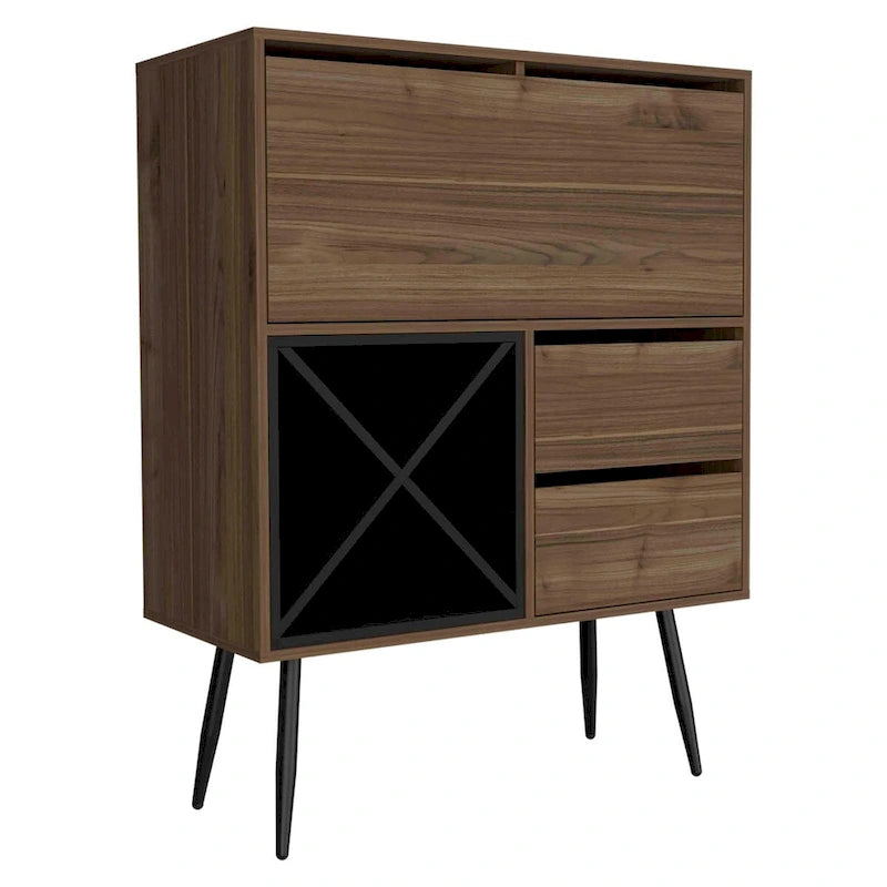 Prunus Bar Cabinet, One Cabinet, Two Drawers - N/A