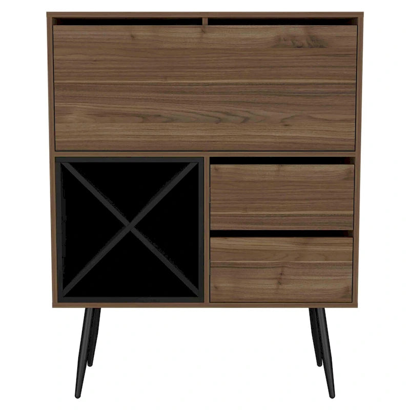 Bar Cabinet with One Cabinet and Two Drawers