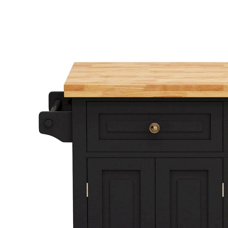 43.31 in. Kitchen Island Cart with 2 Cabinets and Spice Rack