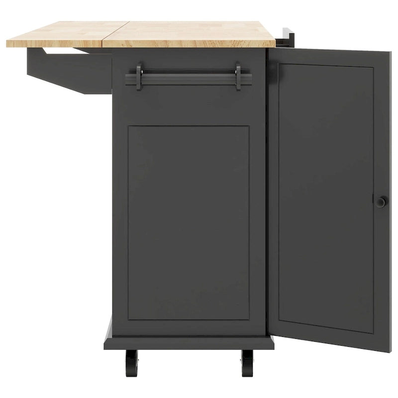 Kitchen Island with Drop Leaf,with Spice Rack, Towel Rack