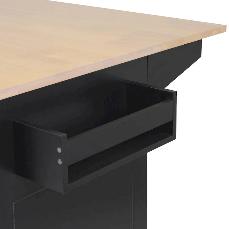 Kitchen Island with Drop Leaf,with Spice Rack, Towel Rack