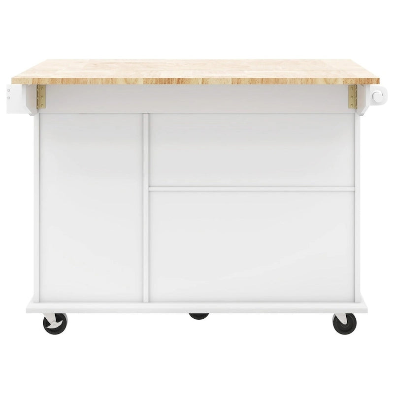 Kitchen Island with Drop Leaf,with Spice Rack, Towel Rack