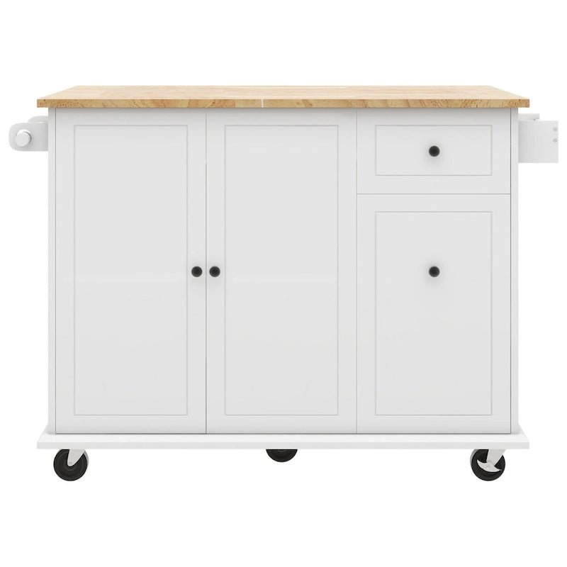 Kitchen Island with Drop Leaf,with Spice Rack, Towel Rack